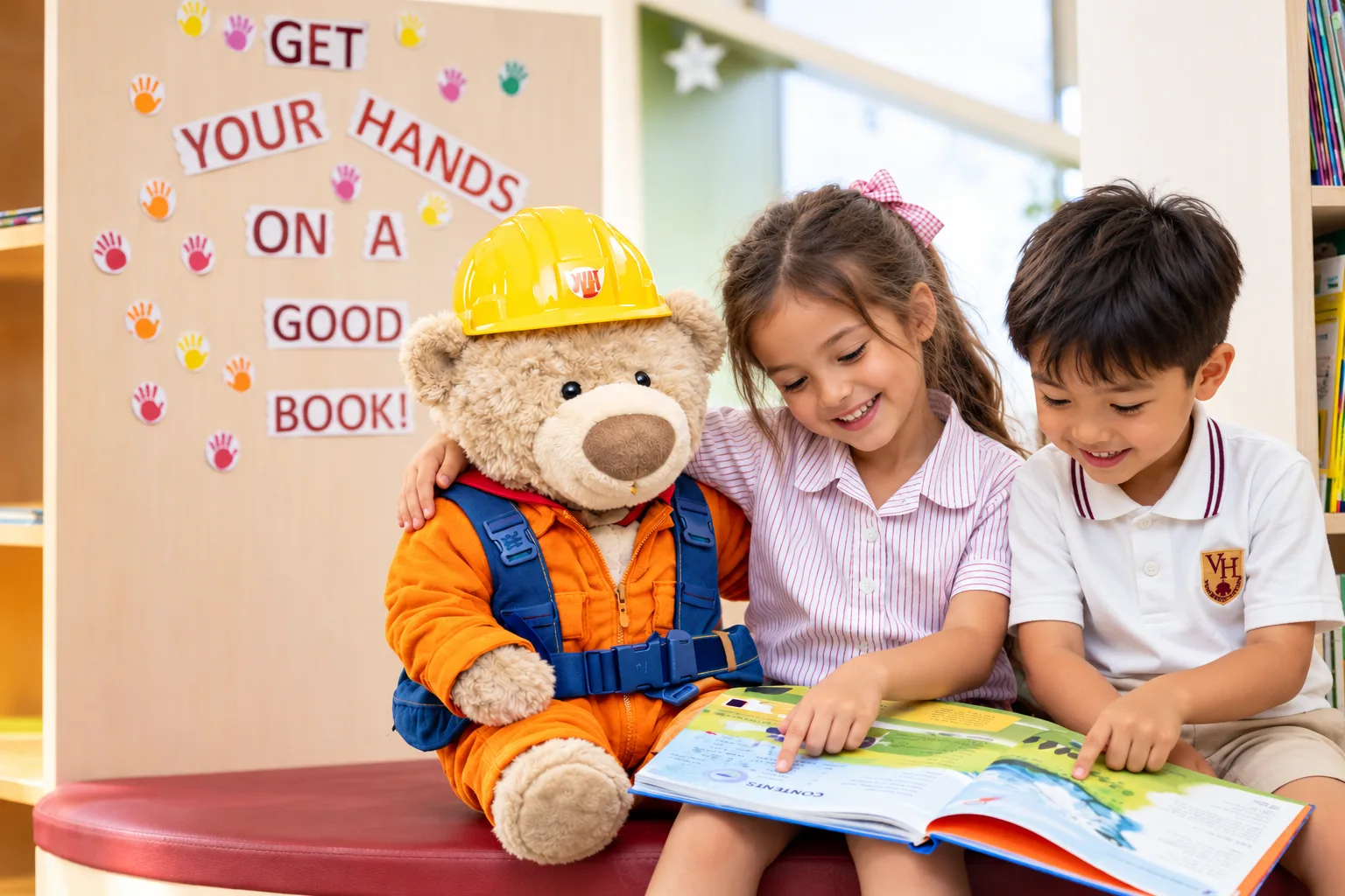 Students at VHPS City of Arabia reading to Basil